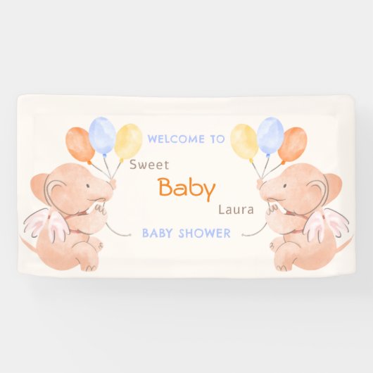 Baby Elephant Baby shower Banner (Horizontaal)