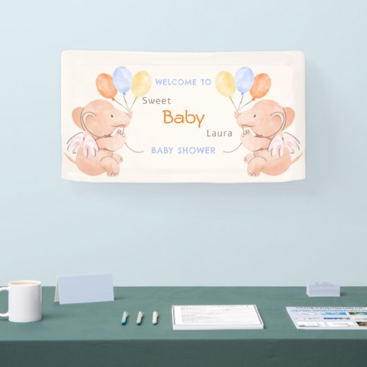 Baby Elephant Baby shower Banner (Beurs)