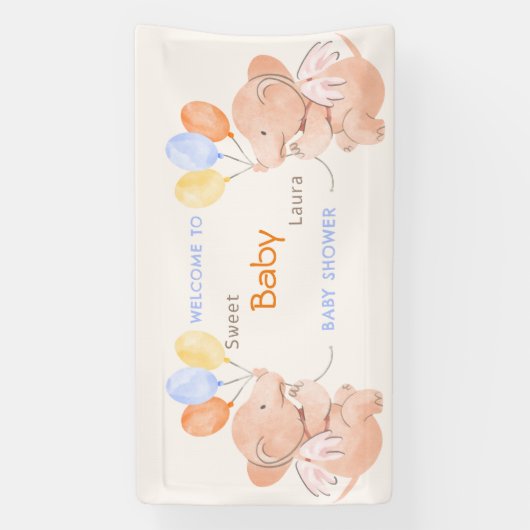 Baby Elephant Baby shower Banner (Verticaal)