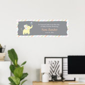 Baby Elephant | Baby shower banner Poster (Thuiskantoor)