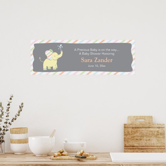 Baby Elephant | Baby shower banner Poster (Keuken)