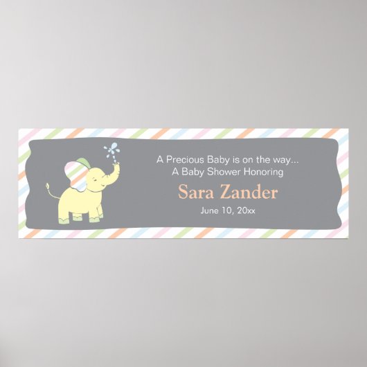 Baby Elephant | Baby shower banner Poster (Voorkant)
