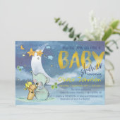 Baby Elephant Baby shower Boy Invitation Kaart (Staand voorkant)