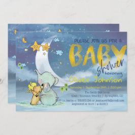 Baby Elephant Baby shower Boy Invitation Kaart