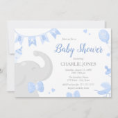 Baby Elephant Baby shower Boy Invitations Kaart (Voorkant)