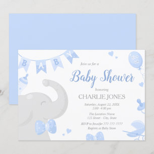 Baby Elephant Baby shower Boy Invitations Kaart