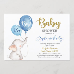 Baby Elephant Baby shower Boy Uitnodiging