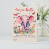 Baby Elephant Baby shower Diaper Raffle Informatiekaartje (Staand voorkant)