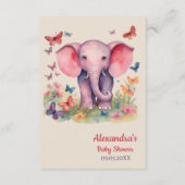 Baby Elephant Baby shower Diaper Raffle Informatiekaartje (Achterkant)