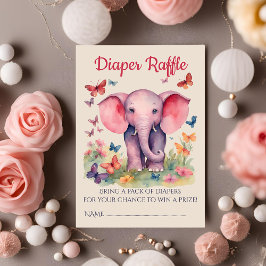 Baby Elephant Baby shower Diaper Raffle Informatiekaartje