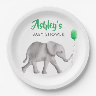 Baby Elephant Baby shower Elephant & Green Balloon Papieren Bordje