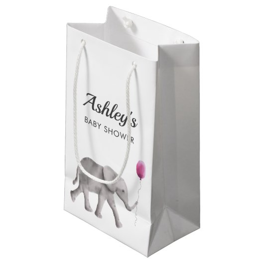 Baby Elephant Baby shower Favor Gift Bag, Roze Klein Cadeauzakje (Voorkant Gekanteld)