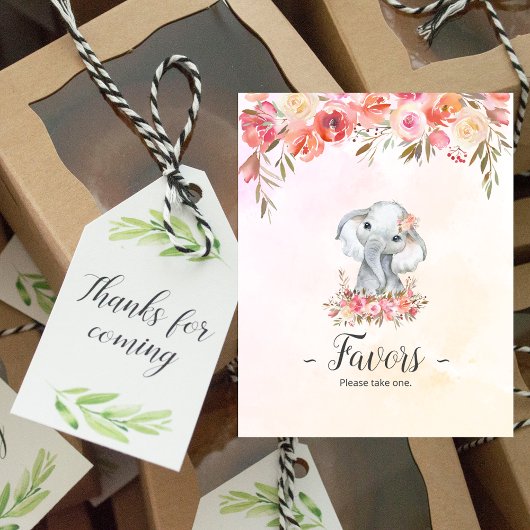Baby Elephant Baby shower Favors Poster