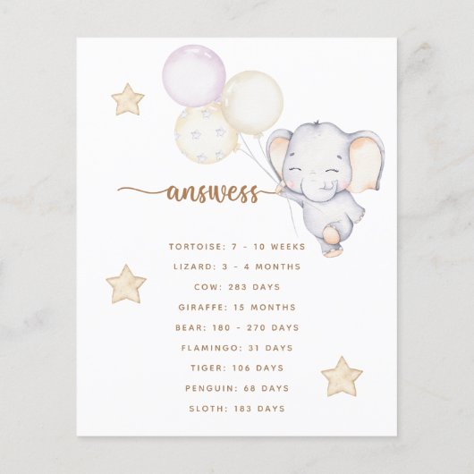 Baby Elephant Baby shower Game (Achterkant)