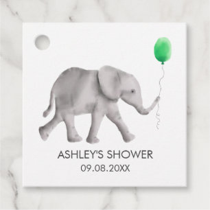 Baby Elephant Baby shower Gift Labels, Green & Gre Bedankjes Labels
