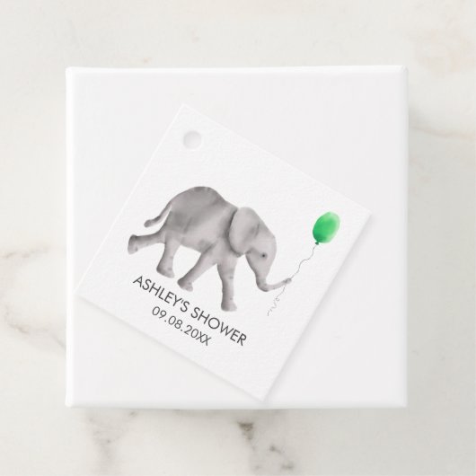 Baby Elephant Baby shower Gift Labels, Green & Gre Bedankjes Labels (In situ)