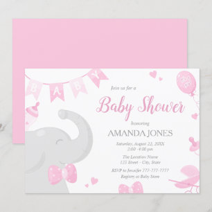 Baby Elephant Baby shower Girl-uitvindingen Kaart