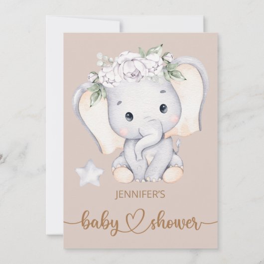 Baby Elephant Baby shower Invitation (Achterkant)