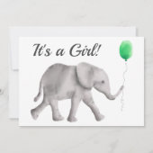 Baby Elephant Baby shower Invitation, Green & Grey Kaart (Achterkant)
