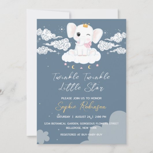 Baby Elephant Baby shower Invitation Kaart (Voorkant)