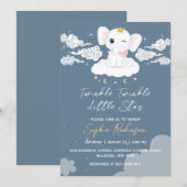 Baby Elephant Baby shower Invitation Kaart (Voorkant / Achterkant)