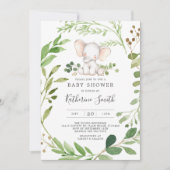 Baby Elephant Baby shower Invitation Kaart (Voorkant)