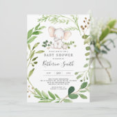 Baby Elephant Baby shower Invitation Kaart (Staand voorkant)