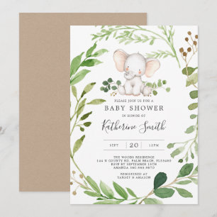 Baby Elephant Baby shower Invitation Kaart
