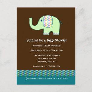 Baby Elephant Baby shower Invitation Uitnodiging Briefkaart
