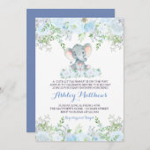 baby Elephant Baby Shower Invitations Kaart (Voorkant / Achterkant)