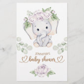 Baby Elephant Baby shower Name Race Game (Achterkant)