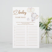 Baby Elephant Baby shower Name Race Game (Staand voorkant)