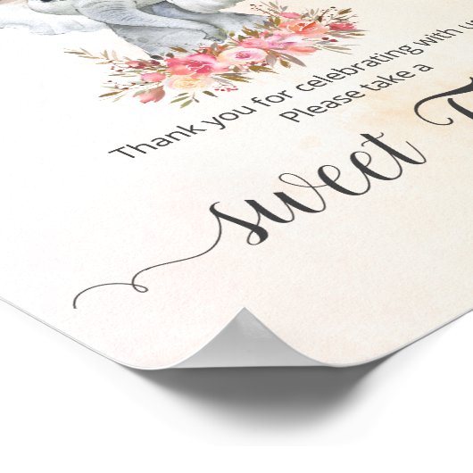 Baby Elephant Baby shower Sweet Treat Poster (Hoek)