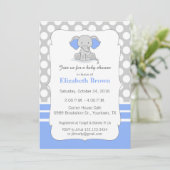 Baby Elephant Baby shower Uitnodiging blauw (Staand voorkant)