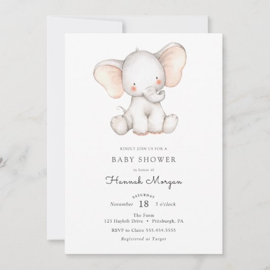 Baby Elephant baby shower-uitnodiging Kaart (Voorkant)