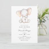 Baby Elephant baby shower-uitnodiging Kaart (Staand voorkant)