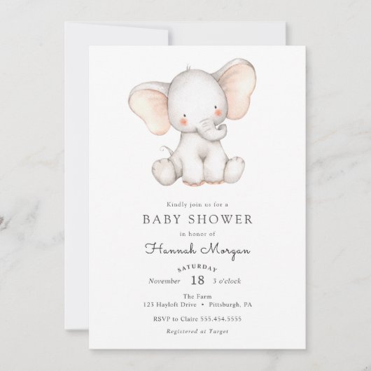Baby Elephant baby shower-uitnodiging Kaart (Voorkant)
