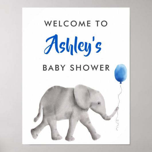 Baby Elephant Baby shower Welkomstteken Poster (Voorkant)