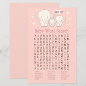 Baby Elephant Baby shower Word Search Game (Voorkant / Achterkant)