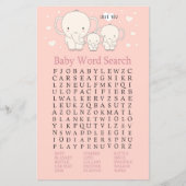 Baby Elephant Baby shower Word Search Game (Voorkant)