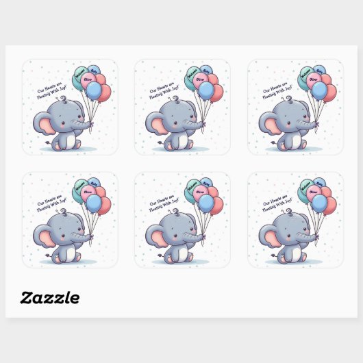 Baby Elephant Balloon Sticker (Vel)
