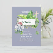 Baby Elephant BAPTISM Bautizo Bautismo Uitnodiging (Staand voorkant)