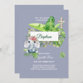 Baby Elephant BAPTISM Bautizo Bautismo Uitnodiging (Voorkant / Achterkant)