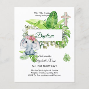 Baby Elephant BAPTISM Bautizo Bautismo Uitnodiging Flyer