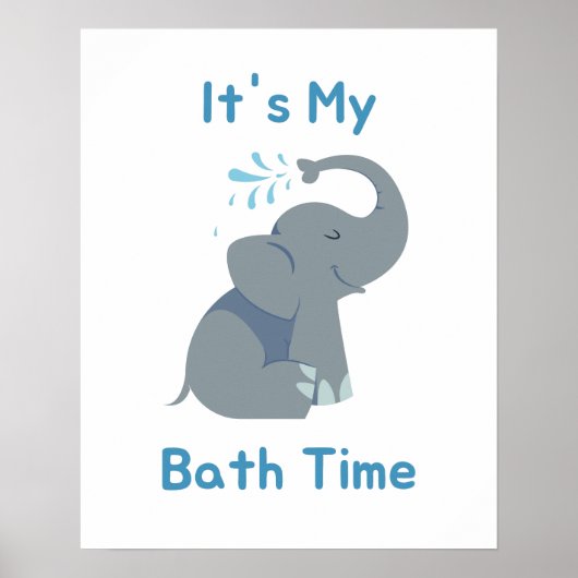 Baby Elephant Bath Time Poster (Voorkant)