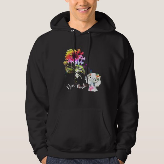 Baby Elephant be kleurful Sunflower Autisme Aw Hoodie (Voorkant)