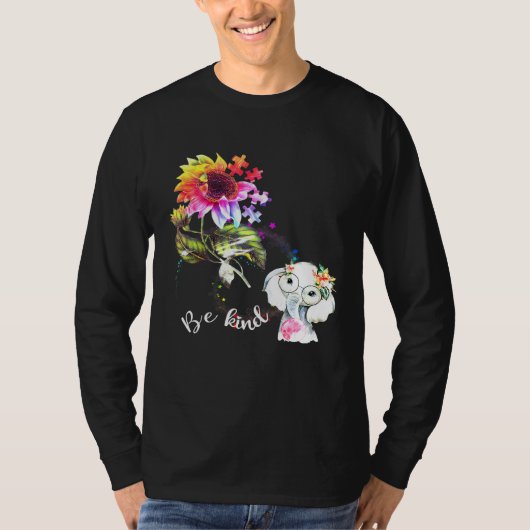 Baby Elephant be kleurful Sunflower Autisme Aw T-shirt (Voorkant)