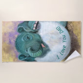 Baby Elephant Beach Handdoeken Tekst - I Love You  (Voorkant)