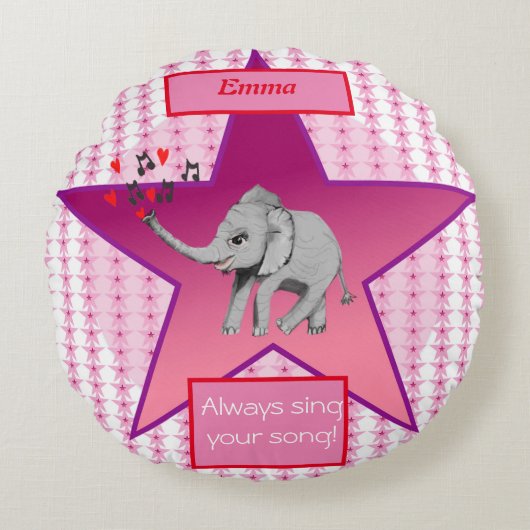 Baby Elephant Big Dream Baby Rond Kussen (Voorkant)