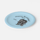 Baby Elephant Birthday Blue Papieren Bordje (Gekanteld)
